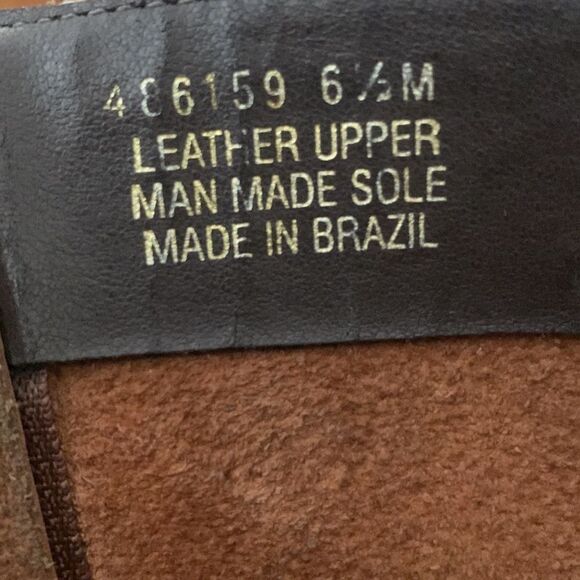 VINTAGE Knotted Leather Trim Brass Buckle Knee High Riding Boots Sz 6.5 - Picture 8 of 11